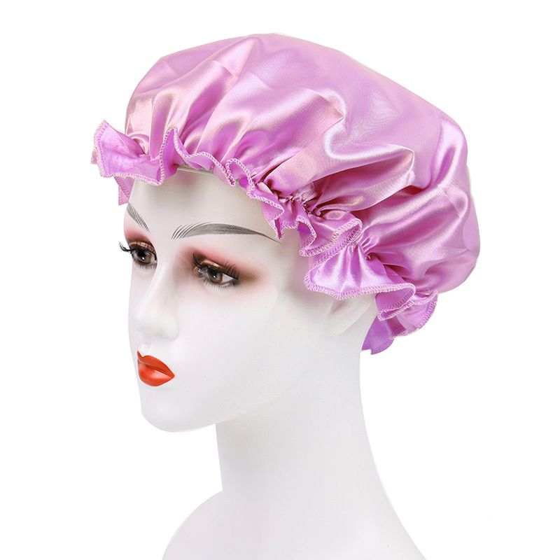Foreign Trade Women's Satin Lace Sleep Cap Hair Care Solid Color Chemotherapy Home Hat Cross-Border Exclusive_voghion.com