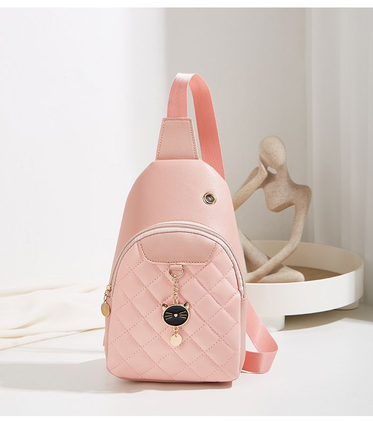 Women's 2024 New Women's Leather Diamond Chest Versatile Shoulder Bag_voghion.com
