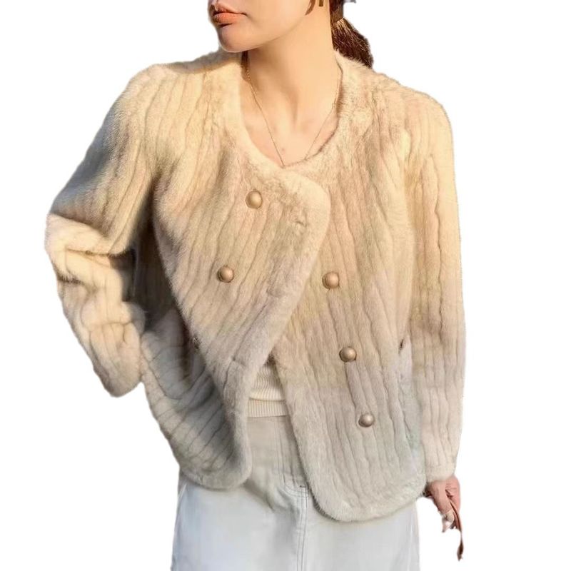 Cappotto corto snellente da donna autunno inverno 2024, con fodera in pelliccia, in pelliccia di visone spessa_voghion.com