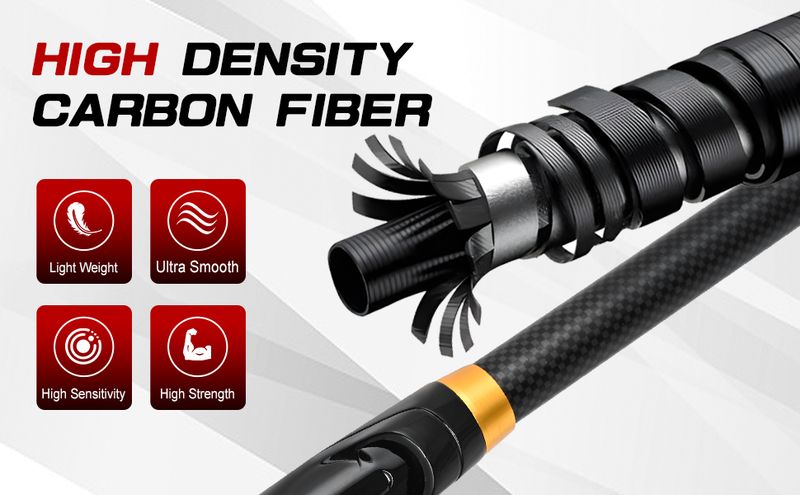 Kalynsung 7 pés (aprox. 2,1 m) e conjunto de carretel, vara telescópica de fibra de carbono de 2 peças, carretel giratório * 2, linha * 2, isca de anzol_voghion.com