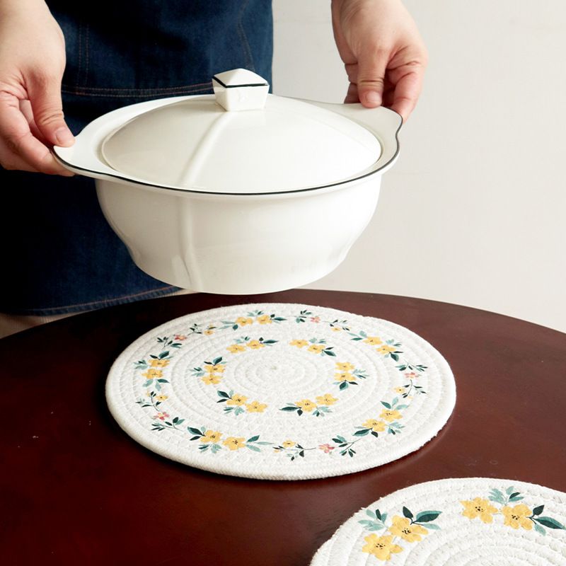 6-teiliges hitzebeständiges Tischset-Set aus Baumwolle, Untersetzer mit Blumenmuster für den Esstisch, umweltfreundliche und waschbare rutschfeste Tischsets_voghion.com