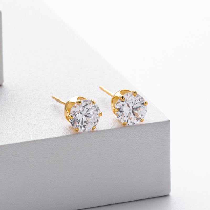 Orecchini a bottone da donna in argento sterling con zirconi cubici, forma geometrica minimalista a forma di osso, argento 925 placcato in oro bianco e oro giallo_voghion.com