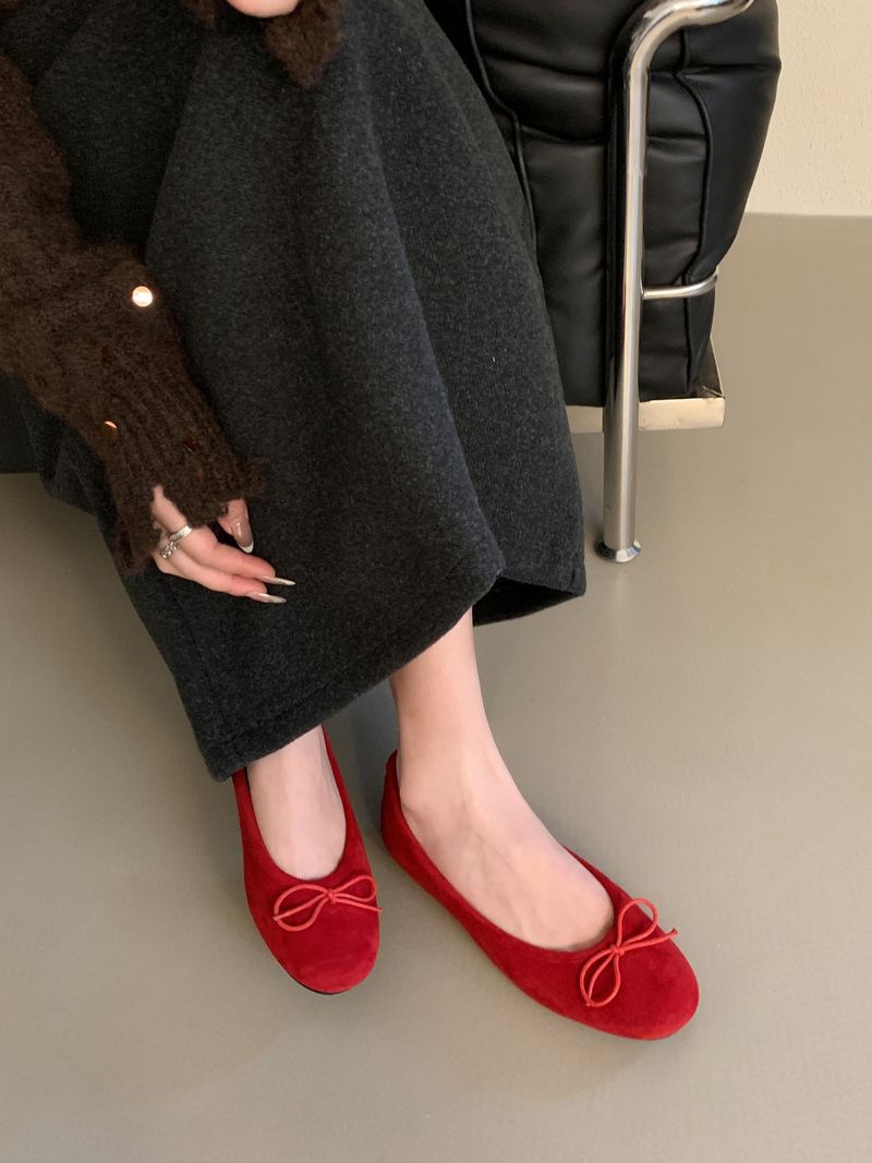 Płaskie buty damskie w stylu francuskim z kwadratowym noskiem, 2025, nowe, z kokardą z płytkiego materiału, aksamitne, pojedyncze, uniwersalne i wygodne, z nadrukiem w panterkę_voghion.com