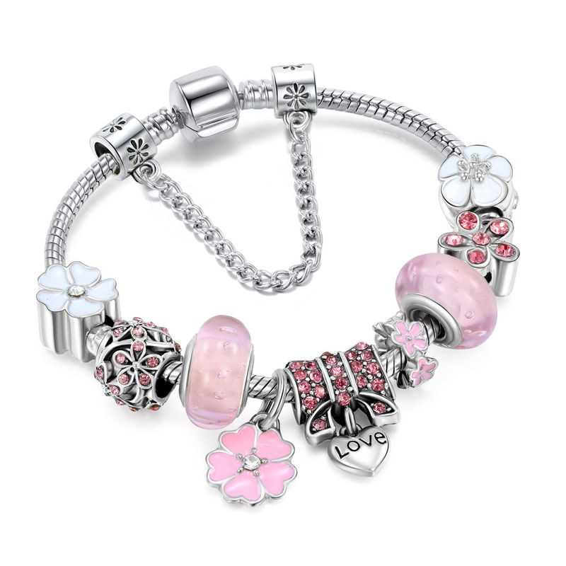 Jewelry Ten Miles Of Peach Blossoms Beauiful Pan Family Syle Popular DIY Bracele Inlaid Diamond Buerfly LOVE_voghion.com