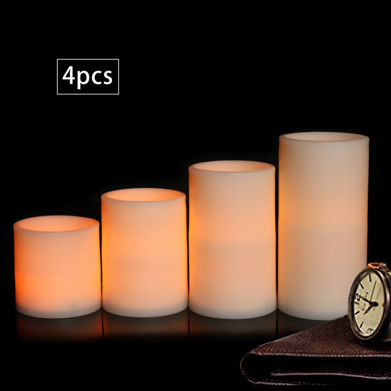 Flammenloses LED-Kerzenset mit Fernbedienung – Weiße und cremefarbene Muscheln, 3/4/5/6 Zoll, anpassbarer Druck, Hochzeits- und Heimdekoration,_voghion.com
