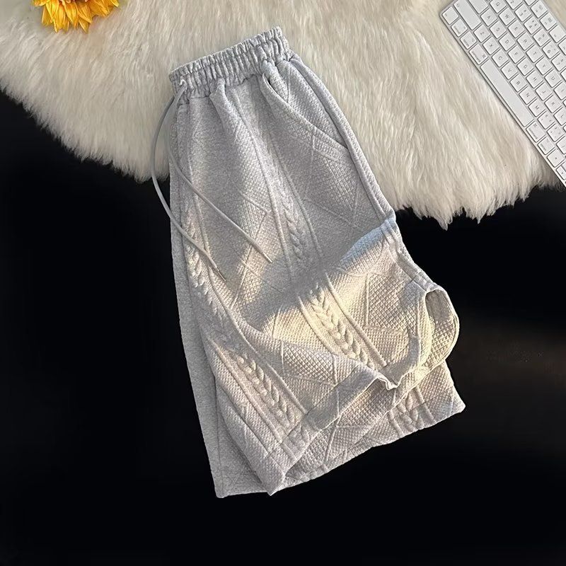 Waffel-Poloshirt, kurzärmelig, T-Shirt, Shorts, Sommer, lockere Kleidung, trendiges Top-Hosen-Set für Herren_voghion.com