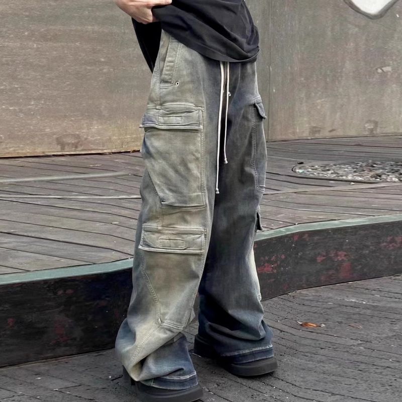 Owen Seak Herren Cargo Jeans Lässig Lose Gothic Herren Jogginghose Herbst Schwarze Lange Hose Größe XL_voghion.com