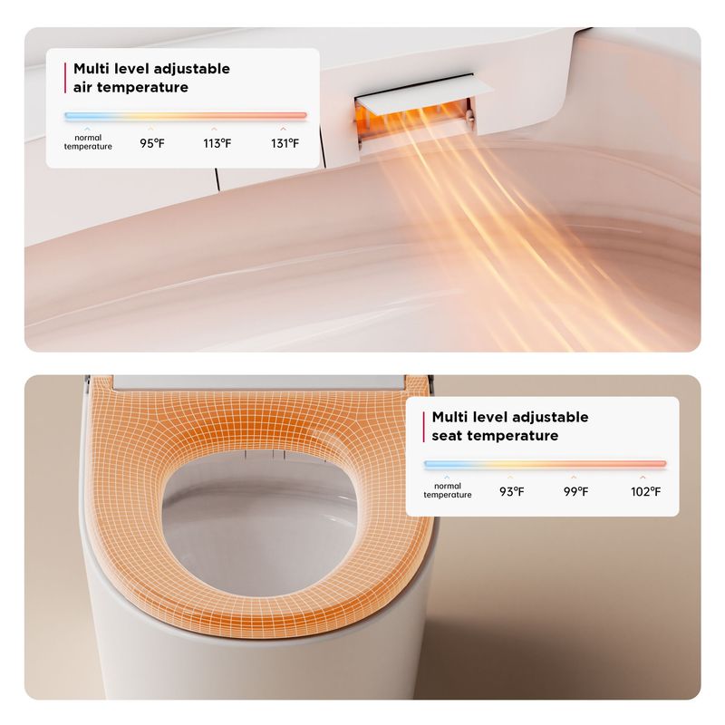 Smart Toilet With Tank Built In, One Piece Bidet Toilet, Instant Warm Water, Heated Seat, Foam Shield, Sensor To Open/Close/Flush, ADA Height, Pump-assisted, Blackout Flush, LED Display_voghion.com