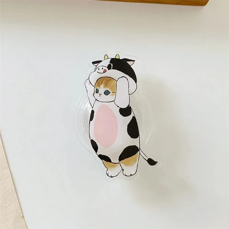 Suporte de telefone de acrílico fofo 3D Cat Panda Griptok para iPhone 16 15 Samsung Korean Kitten Grip Tok Suporte de dedo dobrável Soquete_voghion.com
