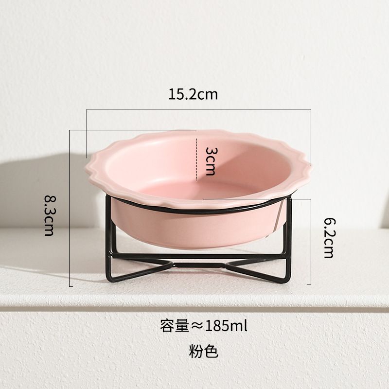 Keramik-Trinknapf mit Halsschutz für Haustiere, großes Fassungsvermögen, schräg, für Katzen, Reisfutter, Großhandel_voghion.com