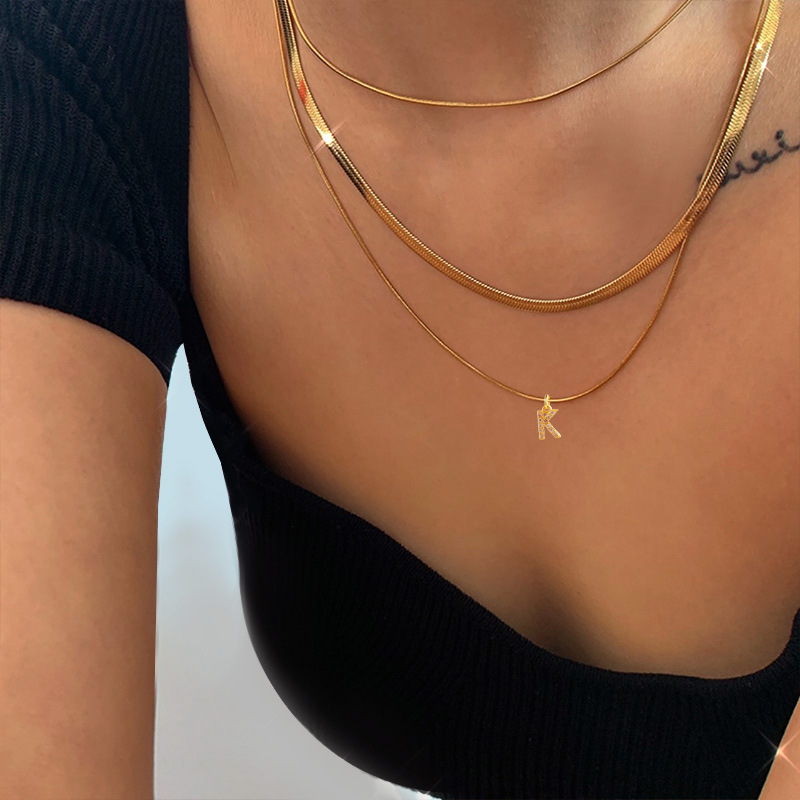 Fashion Letter Necklace DIY Jewelry Accessories Stainless Steel Female Clavicle Chain_voghion.com
