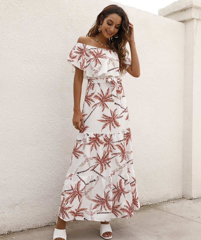 Sommerkleid für Damen mit einzeiligem Kragen und Rüschensaum_voghion.com