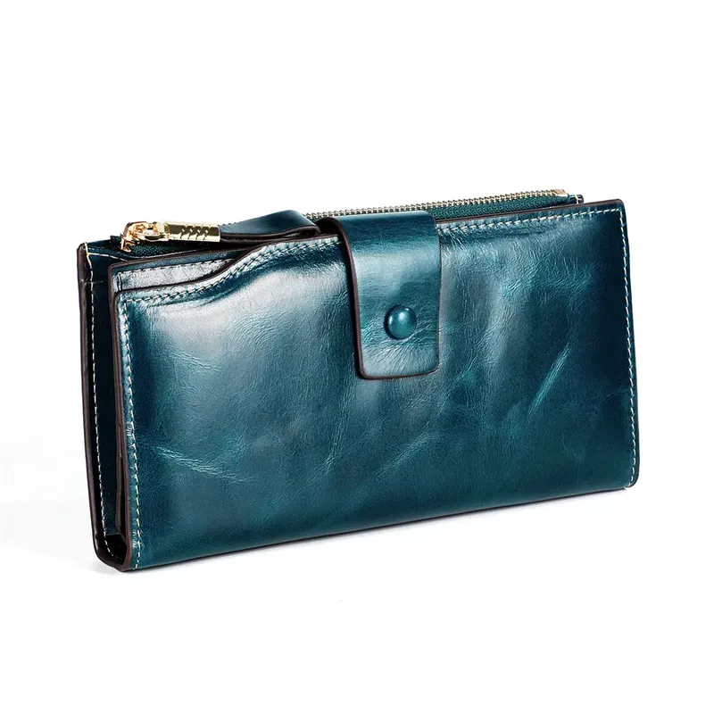 HBP 21 Mode Frauen Organizer Lange Brieftasche Kupplung Geldbörse Echtes Echtes Leder Weiche RFID Brieftaschen_voghion.com
