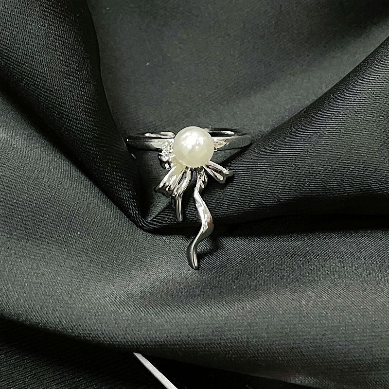 Knude Fuld Perle Zircon Sommerfugl Diamant Åben Ring Stablet Fransk Stil Luksus, Niche Design Ins Kold Vind Finger Ende,_voghion.com