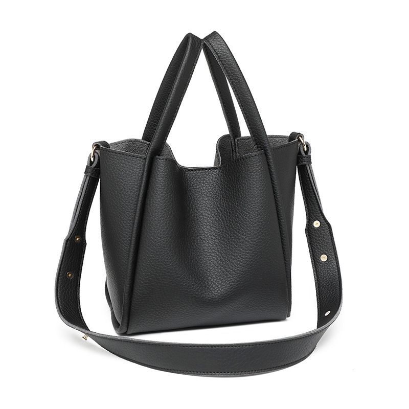 2025 Korean Style Fashion New Soft Leather Litchi Pattern Handbag Basket Niche Simple Versatile Crossbody Bag_voghion.com