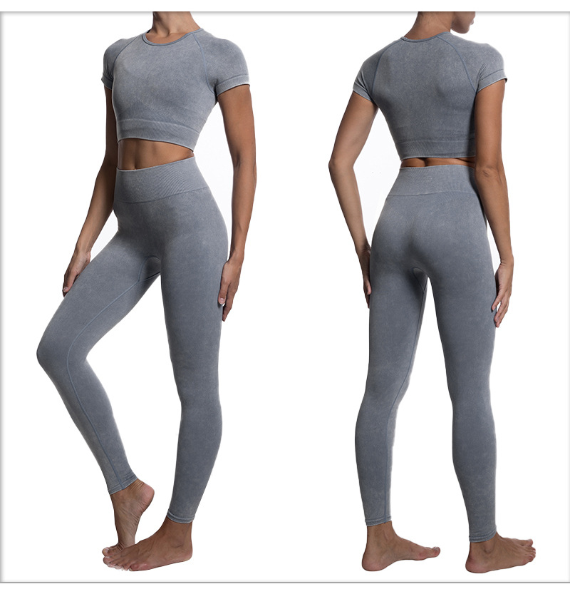 Vêtements de Fitness pour femmes, sans couture, lavés au sable, vêtements de yoga, soutien-gorge de sport, pantalons de course, combinaison courte de yoga_voghion.com