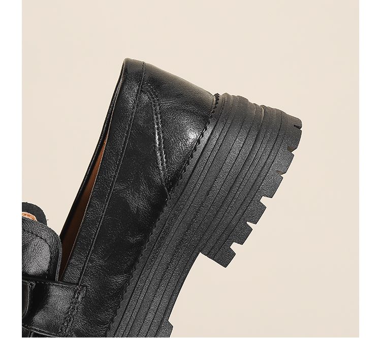 Vollrindleder ~ Weiche, nicht verschleißfeste Halbschuhe für Damen 2025 Neuankömmling Chunky Round Toe High Heel Britischer Stil JK Lederschuhe_voghion.com
