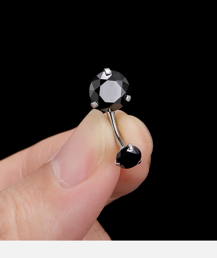 Gioielli e accessori dente titanio acciaio chiodo ombelico femmina doppia testa intarsiato gemma acciaio inossidabile anello ombelico fibbia ombelico_voghion.com