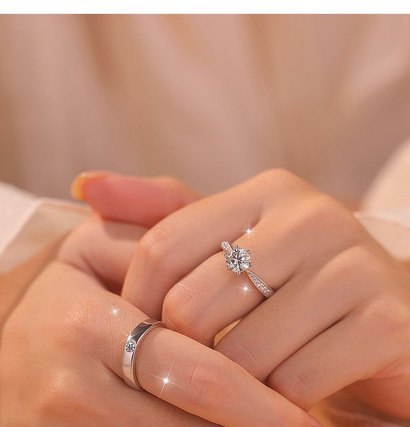 Anelli di fidanzamento e proposta di matrimonio con diamanti da 1 carato, regolabili, per uomo e donna, con moissanite simulata._voghion.com