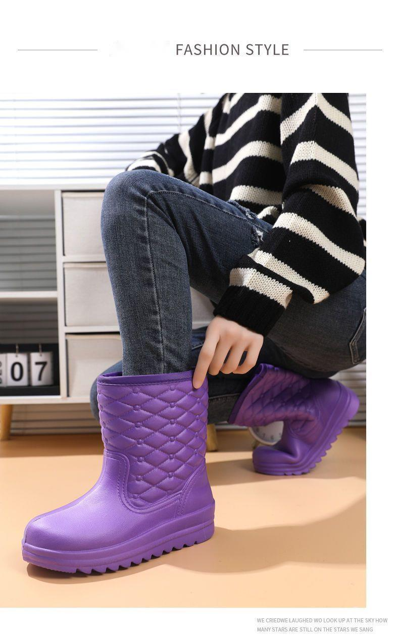 Stivali da pioggia caldi in EVA impermeabili e in pile da donna per bucato, lavaggio auto, scarpe igieniche da cucina, lavoro, antigelo,_voghion.com