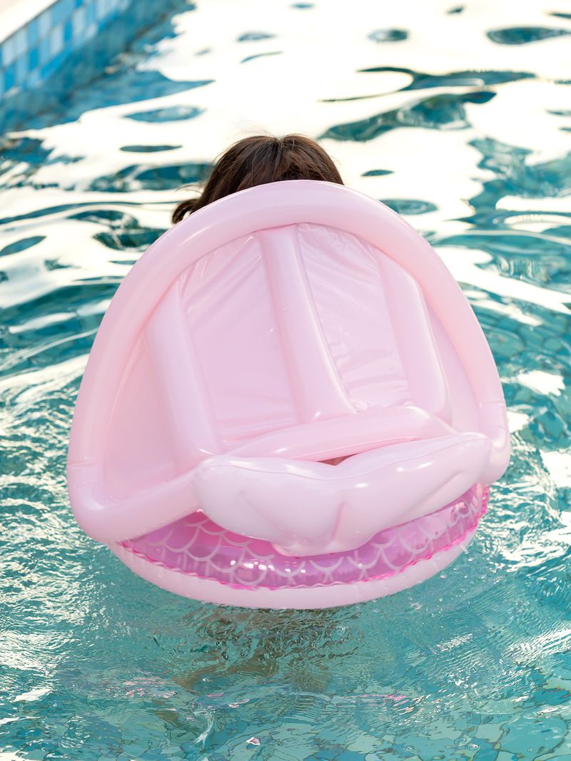 Scaun de înot pentru bebeluși, îngroșat, pentru copii de 1-4 ani, cu inel plutitor pentru copii cu design de sirenă și parasolar_voghion.com