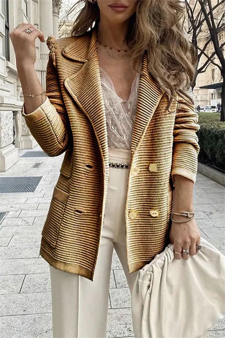 Solid color pit strip casual small suit short loose jacket for women_voghion.com