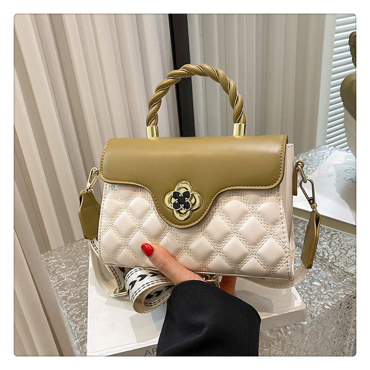 2023 New Women's Bag Fashion Simple Portable Oblique Cross Bag Rhombic Contrast color shoulder bag live broadcast good cross-border trendy bag_voghion.com