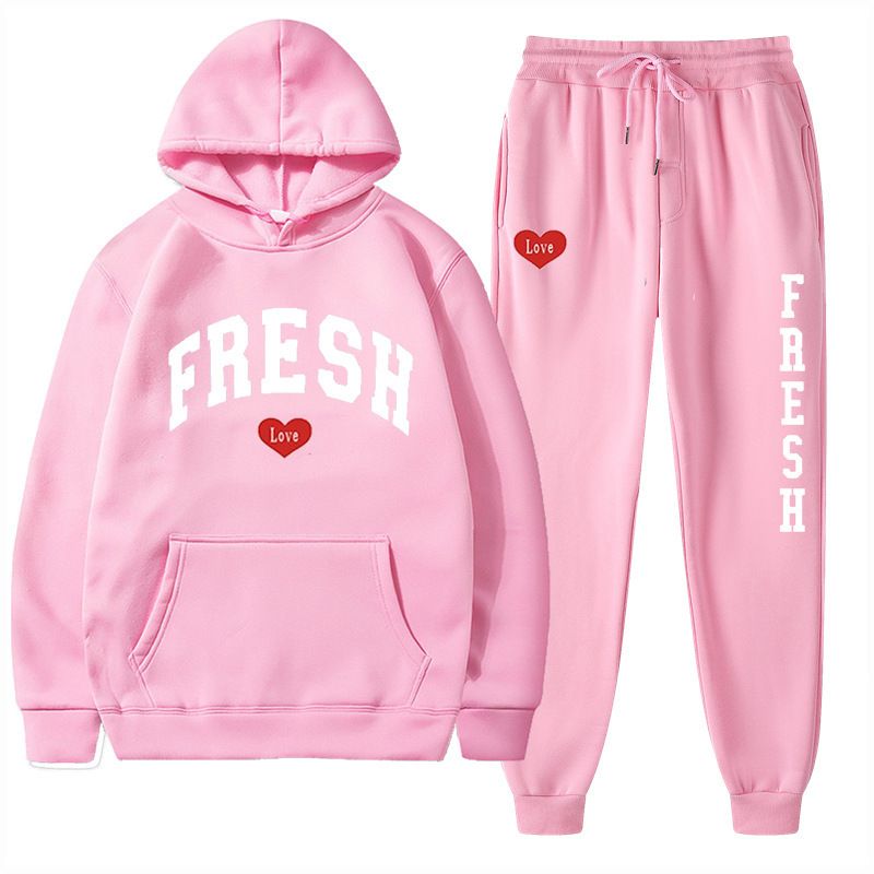mode bedrukte herfst en winter fleece warme hoodie, casual sport dames set_voghion.com