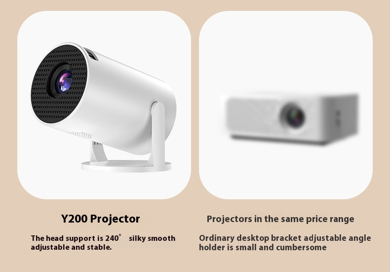 Y200 Mini Projector - 240 ° Rotating PTZ | Four Corner Trapezoidal Correction Wireless Screen Projection High Definition Outdoor Camping Home Theater_voghion.com