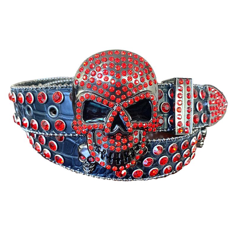 Nieuwe Cross Border Skull Punk-riem voor mannen, geklonken acryl kristal tailleband, Ins Europese en Amerikaanse paillettenriem voor vrouwen_voghion.com