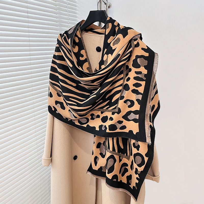 Outono inverno leopardo estampa selvagem moda quente com personalidade única, estilo doce e legal, cashmere feminino_voghion.com