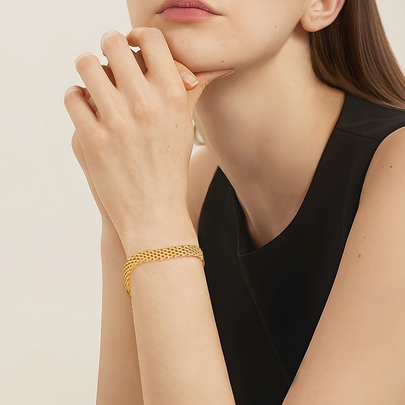 Braccialetto in maglia cubana placcato sottovuoto, gioiello squisito in oro rosa_voghion.com