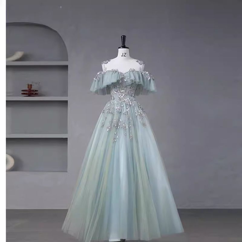 Elegant Off-Shoulder Ball Gown – A-Line Tulle Dress For Concerts, Recitals & Formal Events (XS-3XL)_voghion.com