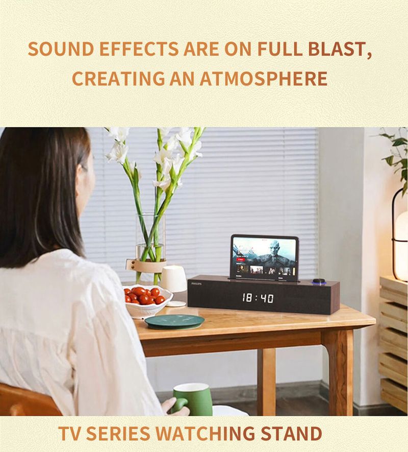 SPA3809 Speaker Wireless Bluetooth 5.3 Small Portable Desktop Loudspeaker Box Subwoofer Knob Control Time Display Audio_voghion.com