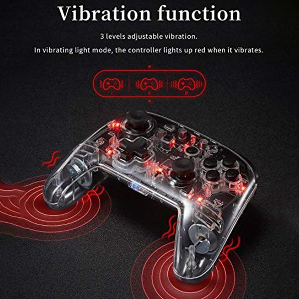 Kabelloser transparenter Switch Pro-Controller für Nintendo Switch, einstellbares Turbo-Vibration-Motion-Gyro-Ergonomisches Gamepad_voghion.com