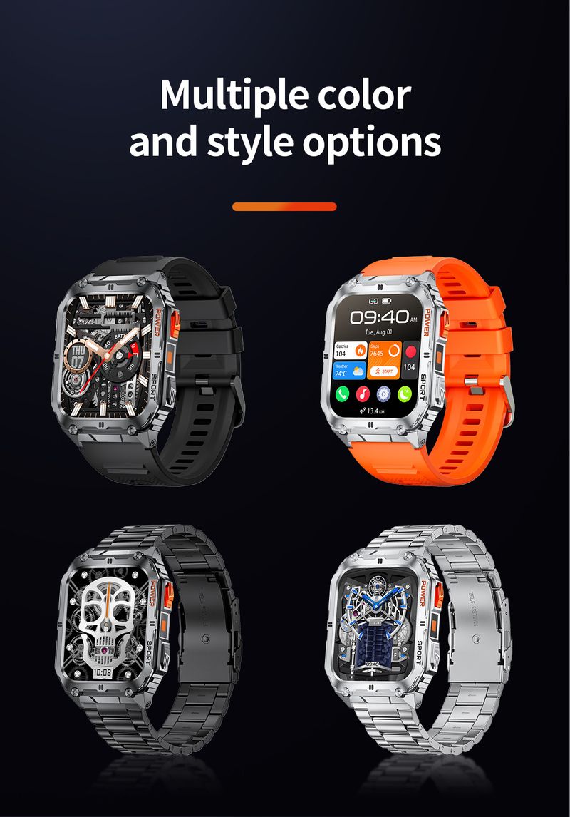 Montre connectée multifonction pour homme, étanche, Bluetooth, appels, pression artérielle, oxygène dans le sang_voghion.com