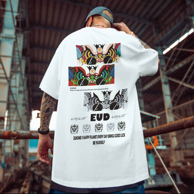 C&JÚJ nyomtatott oroszlános férfi póló divatcímkével, rövid ujjú, hip-hop, kínai stílusú, túlméretezett, túlsúlyos_voghion.com