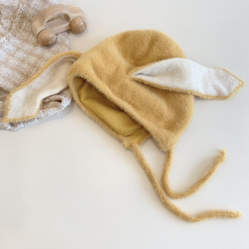 Cute Baby Hat Winter Long Rabbit Ears Soft Plush Warm Cap Kids Girls Rabbit Fur Skullies Beanies Knitted Hat Toddler Bonnet_voghion.com