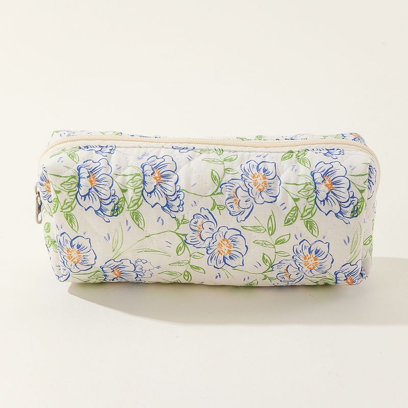 Quilted Cotton Pencil Case Makeup Brush Travel Storage Bag Small Floral Portable Cute Internet Celebrity Ins Bag_voghion.com