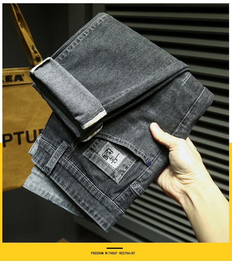 2023 herbst Neue Stickerei Mode Für Männer Slim Jeans Stretch Komfortable Klassische Stil Kleine Füße Denim Hose Männlichen_voghion.com