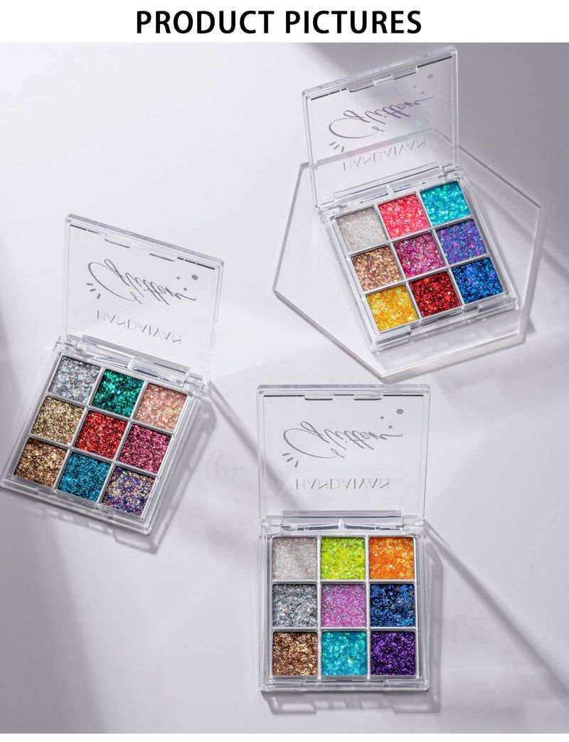 Shining Stage Makeup Dia de Ano Novo Performance Boate Shining Patch Nove Cores Lantejoulas Sombras Prato_voghion.com