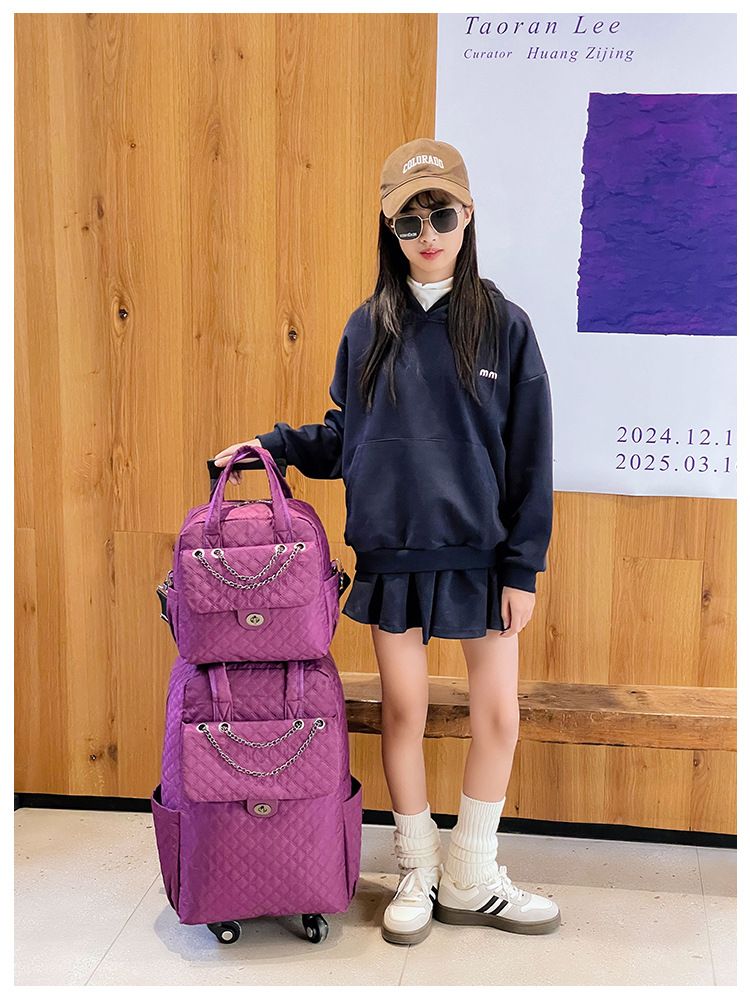 Stilvolles Damen-Trolley- und Rucksack-Set – 20-Zoll-Handgepäck mit Spinner-Rädern, wasserdichtes Oxford-Gewebe, leicht und robust für unterwegs_voghion.com