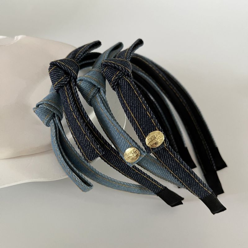 Cerchietto per capelli con fiocco in denim standard, nuovo stile, semplice, di nicchia, di alta qualità, con senso di pressione_voghion.com