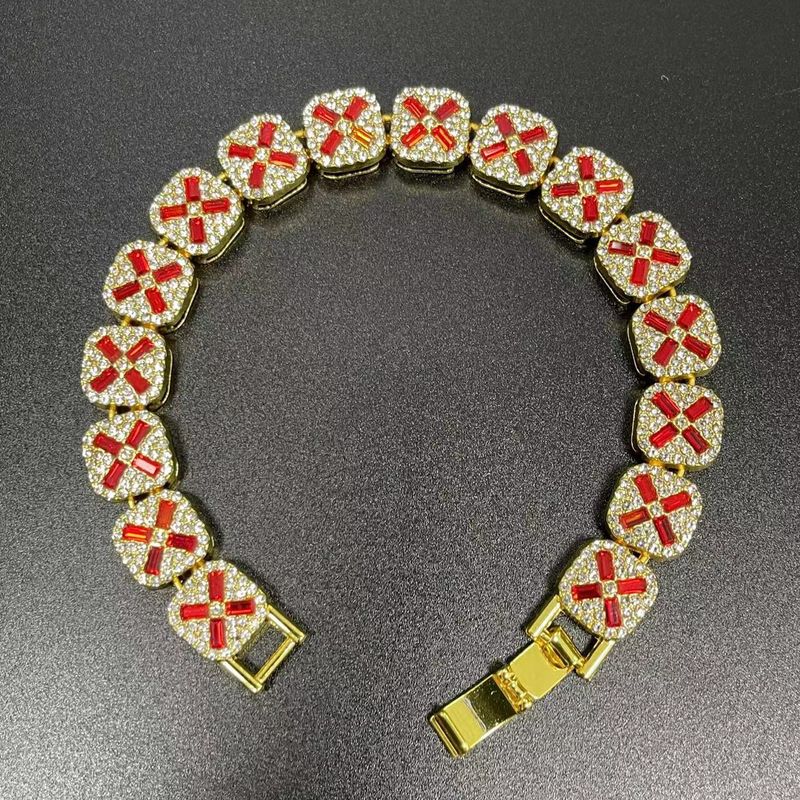 Neu Nische Hip-Hop Unisex Kreuz X Glas 10mm kubanische Kette Armband HipHop Trendsetter_voghion.com
