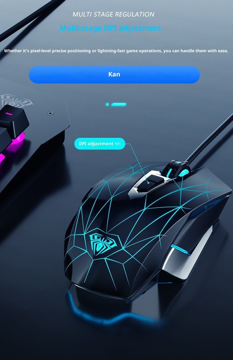 Digitex AULA/ Wolf Spider S50 Gaming-Maus, kabelgebunden, USB, Makroprogrammierung, 6D, Cross-Border, auf Lager, Großhandel, Ergonomie_voghion.com