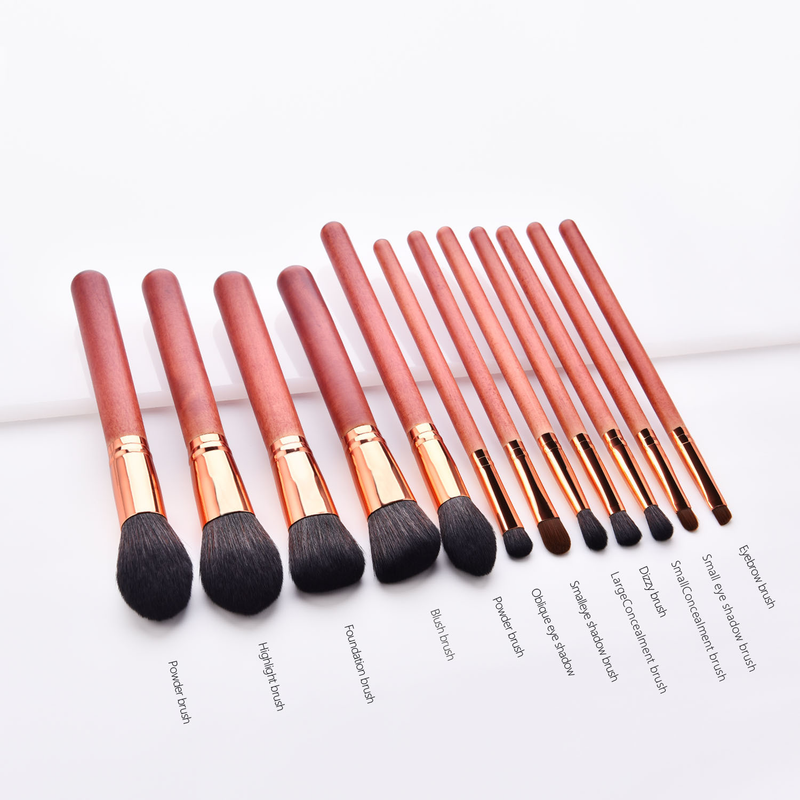 12-piece makeup brush set, brush end, rosewood, loose powder brush, blush brush, new makeup tool GUJHUI_voghion.com