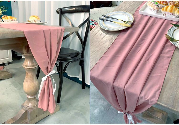 Simple Solid Color Chiffon Table Flag Hotel Wedding Decoration Table Flag Chiffon Table Flag_voghion.com