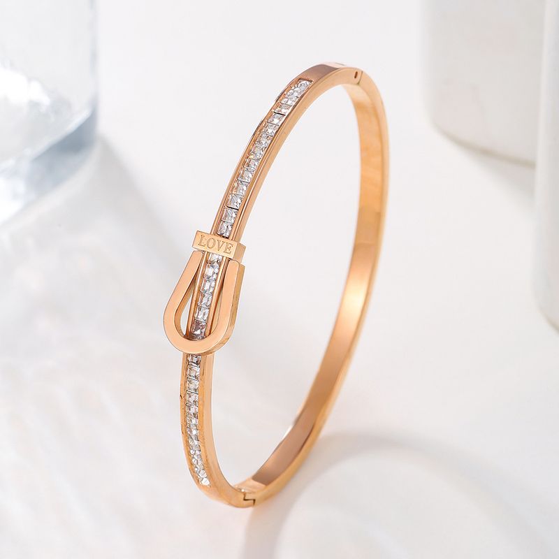 Women's Jewelry Titanium Steel Bracelet For Girls High End Luxury Style Couple Style Curved Row Engraved LOVE Stainless Steel Diamond Bracelet_voghion.com