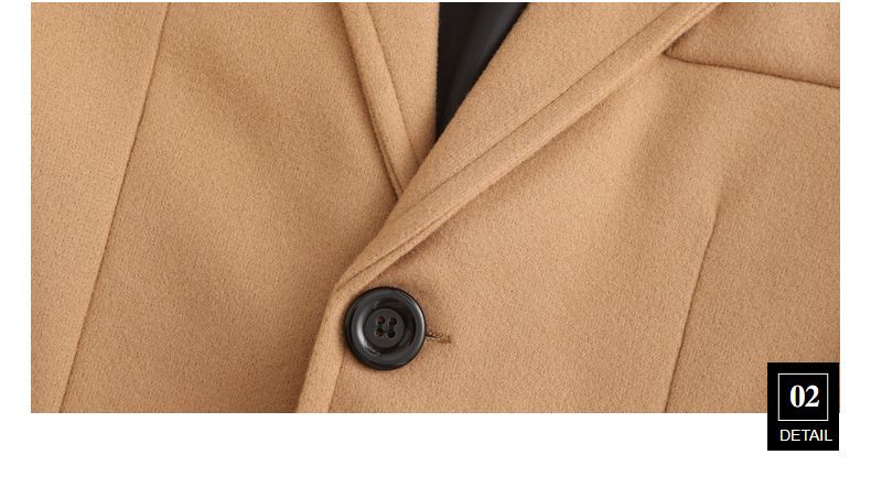 Men's Clothing Slim Mid Length Woolen Coat Single Breasted Trench Coat Slim Fit_voghion.com