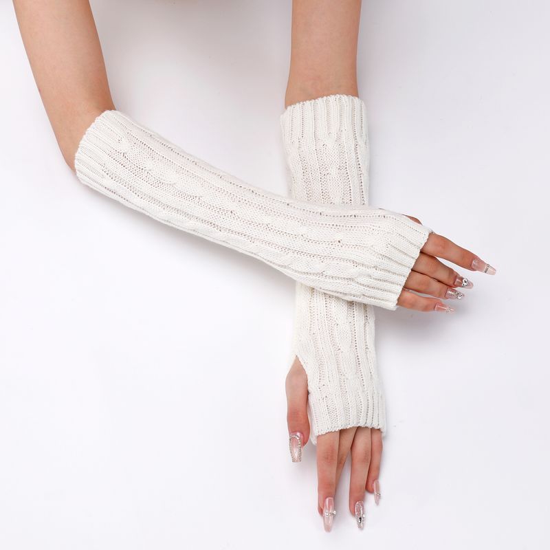30 cm Fried Dough Twists Handschuhe Neue Herbst Winter Männer und Frauen Mittellange Strickwolle Warmer Tau Halbfingerarm_voghion.com